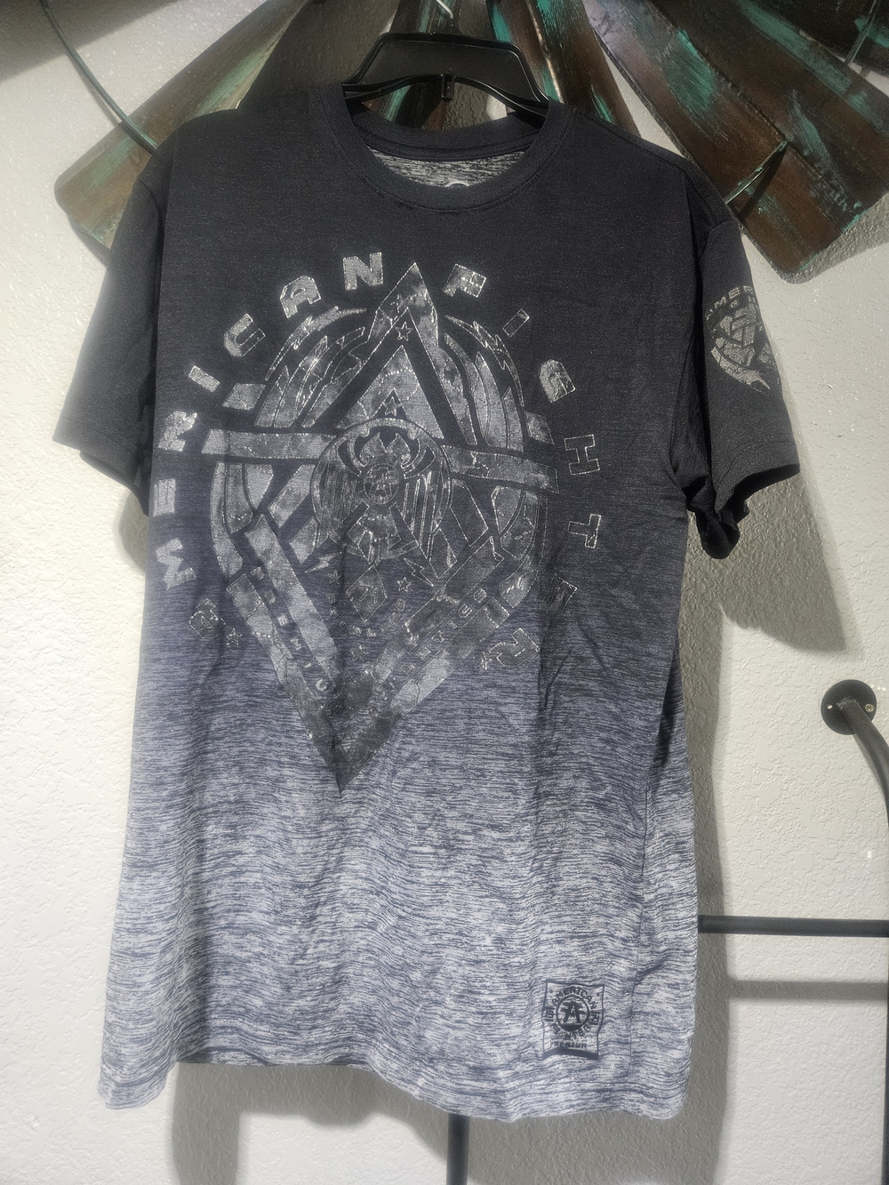 American Fighter Black to Gray Ombre Graphic Short Sleeve Tee